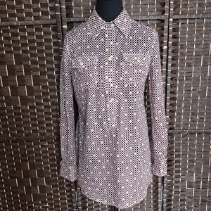 Tory Burch Brown and White Patterned Tunic